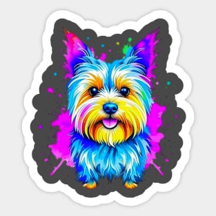 Colorful Yorkshire Terrier Splatter Art - Miniature Majesty Sticker